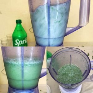Blending all the mint margarita ingredients